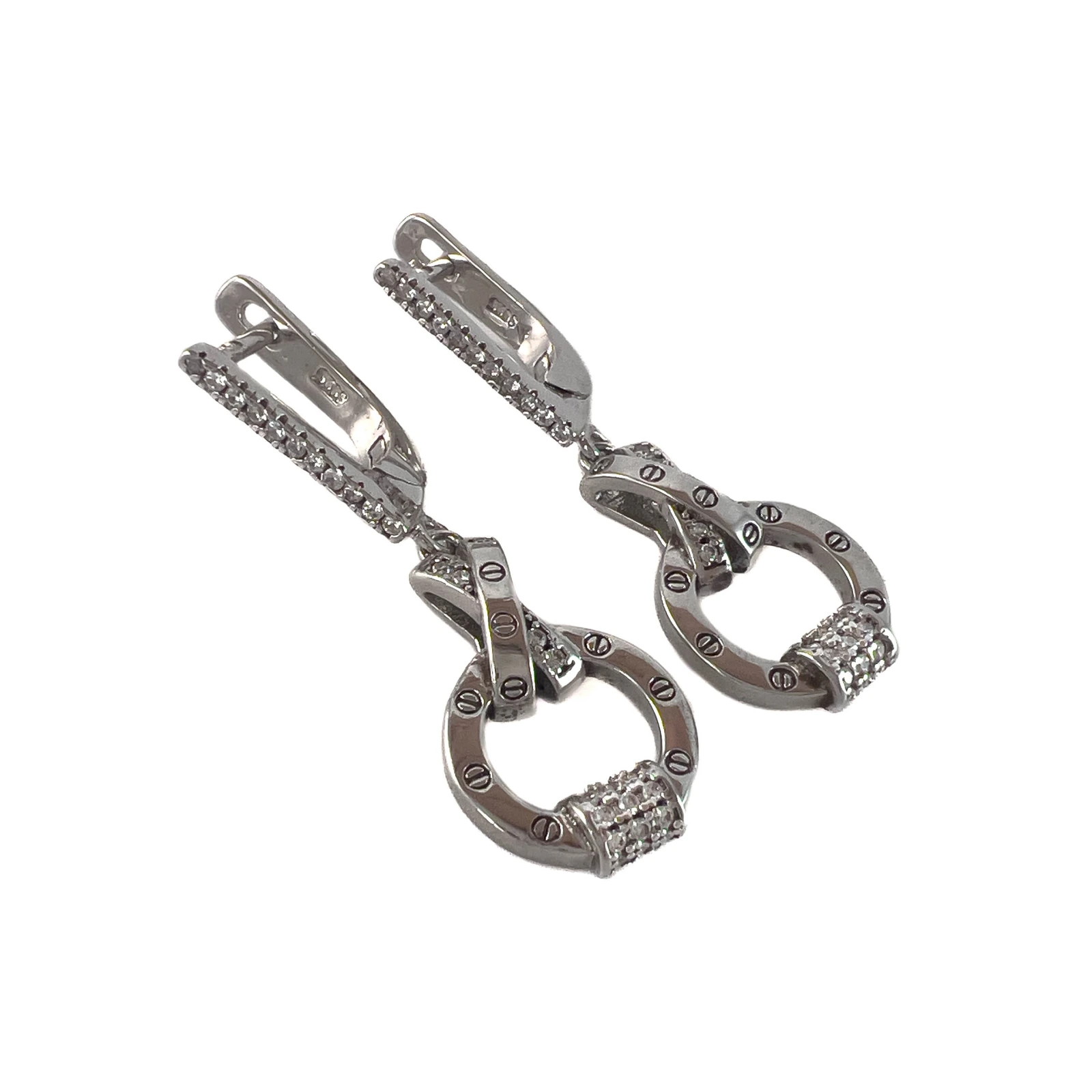 Серьги из серебра с фианитами