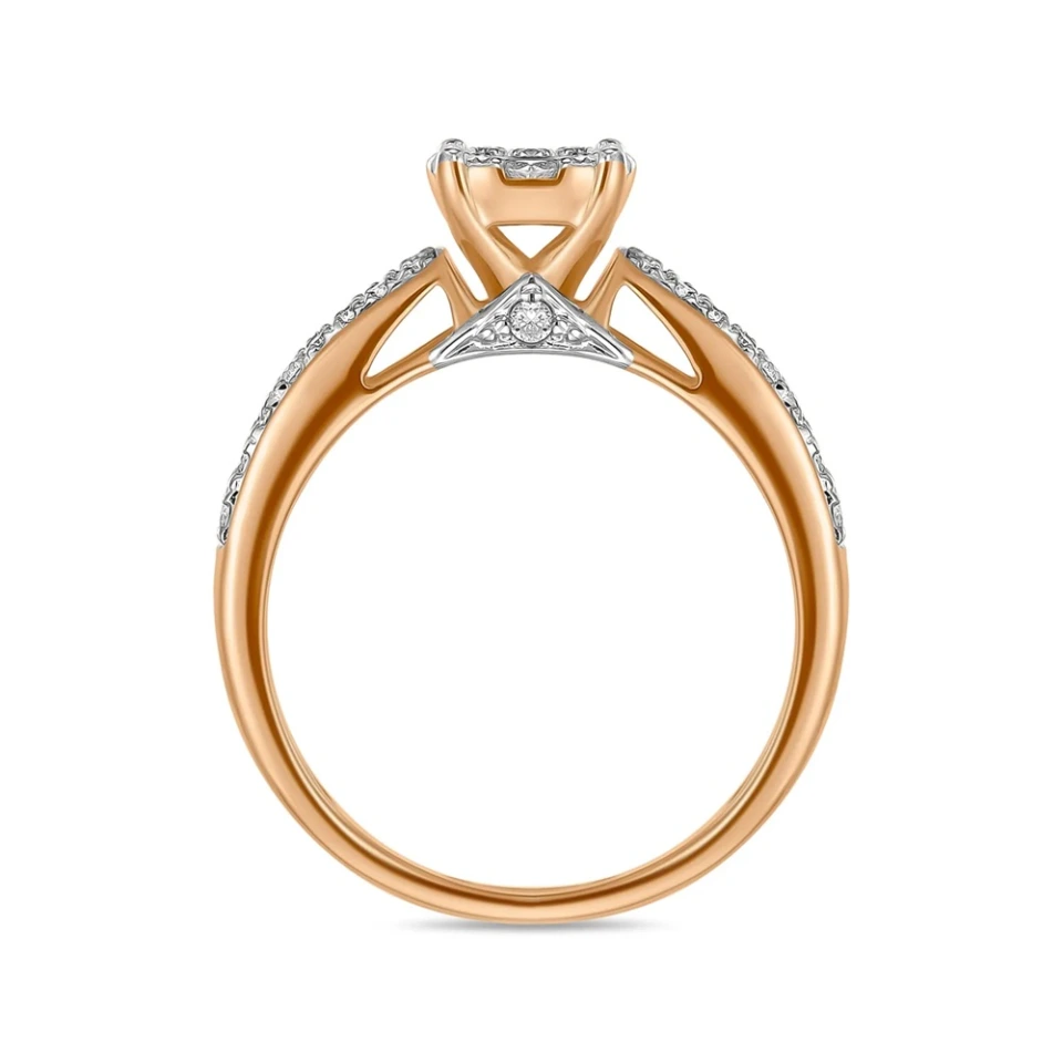 Кольцо из красного золота с бриллиантами