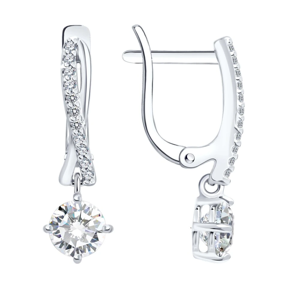Серьги из серебра с фианитами