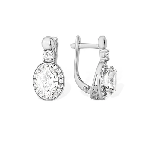 Серьги из серебра с фианитами