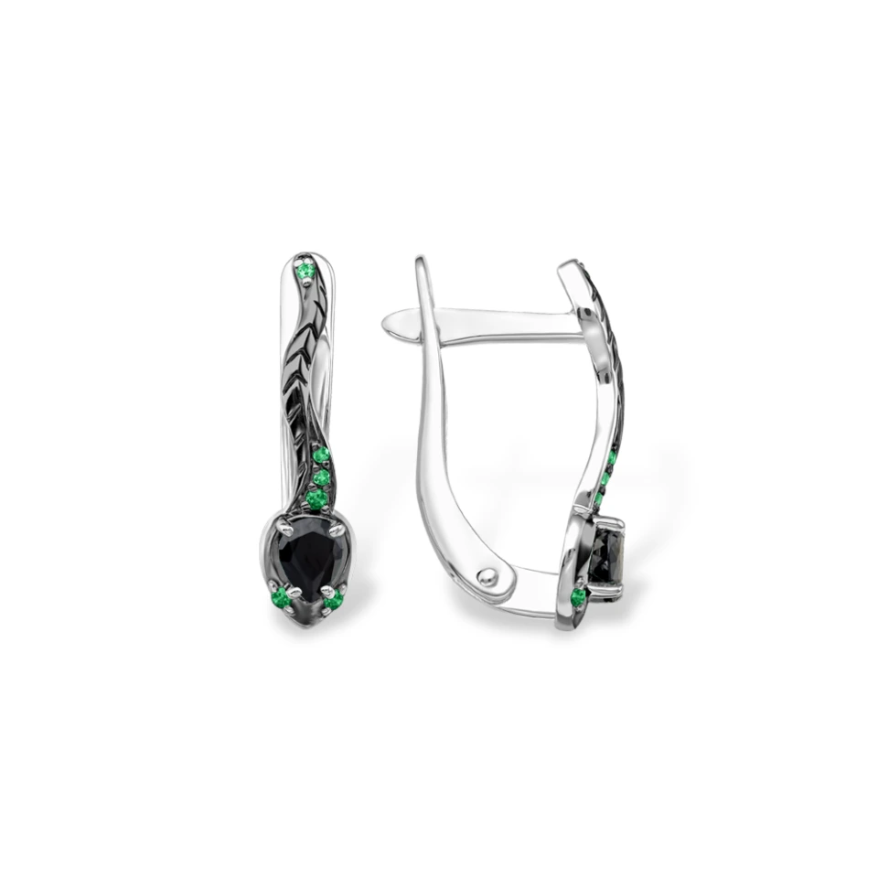 Серьги из серебра с фианитами