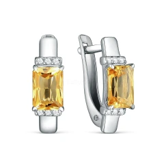 Серьги из серебра с цитринами и фианитами