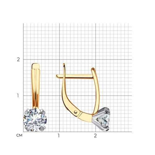 Серьги из комбинированного золота с фианитами