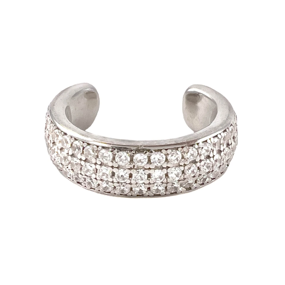 Серьга кафф из серебра с цирконом
