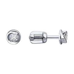 Серьги пусеты из белого золота с бриллиантами