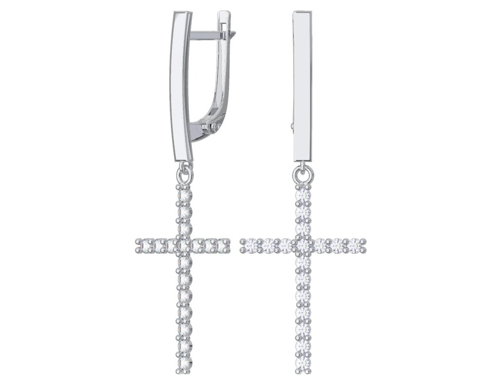 Серьги из серебра с фианитами