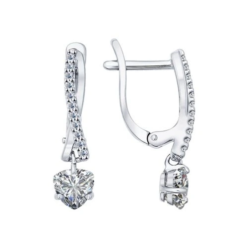 Серьги из серебра с фианитами