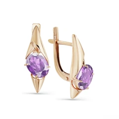 Серьги из красного золота с аметистами