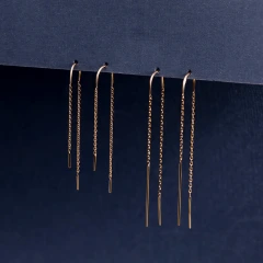 Серьги-цепочки из красного золота