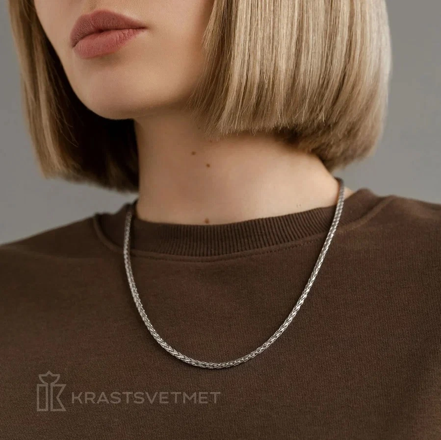 Цепь из серебра 925, плетение «Колос»
