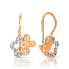 Серьги из красного золота 585 пробы с фианитами