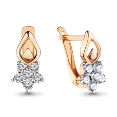 Серьги из красного золота 585 пробы с фианитами