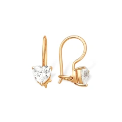 Серьги из красного золота 585 пробы с фианитами