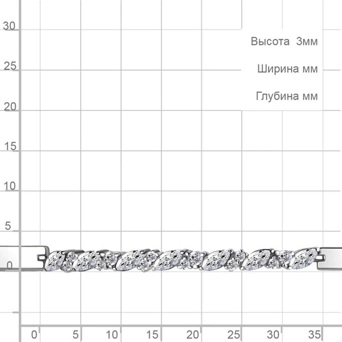 Браслет из серебра с фианитами