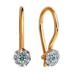Серьги из красного золота 585 пробы с фианитами