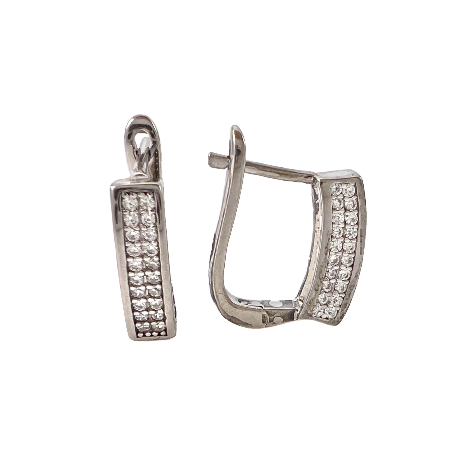 Серьги из серебра с фианитами