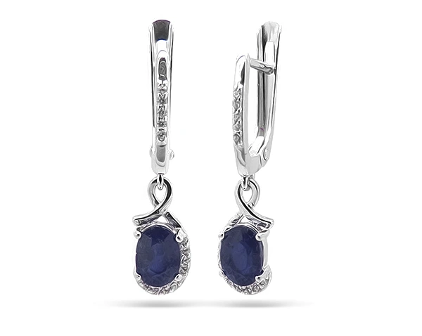 Серьги из серебра с корундами и цирконием