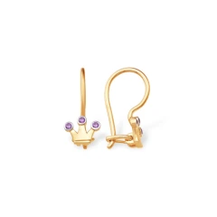 Серьги «Короны» из красного золота 585 пробы с фианитами