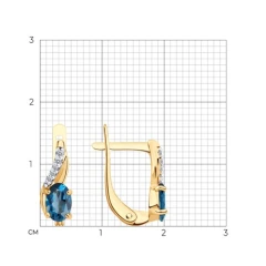 Серьги из красного золота с топазом Лондон и фианитами