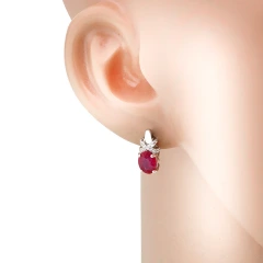 Серьги из серебра с корундами и цирконием