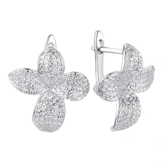 Серьги из серебра с фианитами