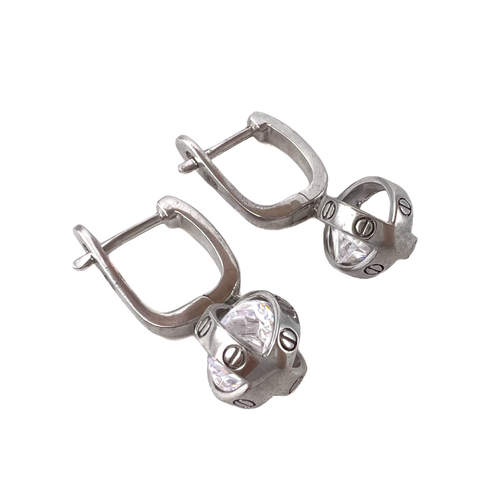 Серьги из серебра с цирконом