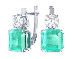 Серьги из серебра с горным хрусталем и фианитами
