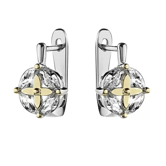 Серьги из серебра с фианитами