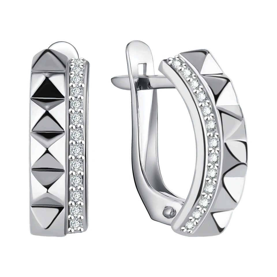 Серьги из серебра с фианитами