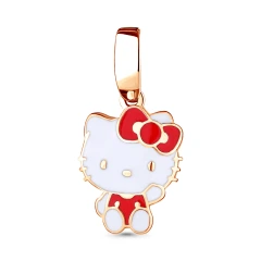 Подвеска «Hello Kitty» из красного золота 585 пробы с эмалью