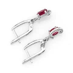 Серьги из серебра с корундами и цирконием