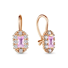 Серьги из красного золота 585 пробы с фианитами