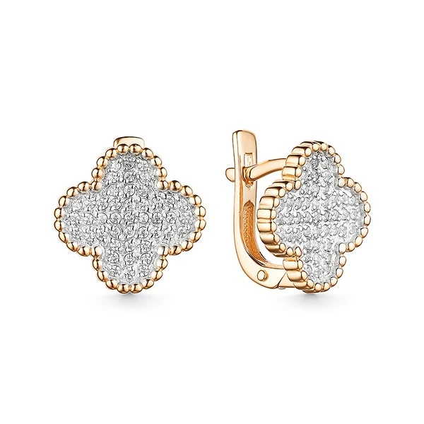 Серьги из красного золота с фианитами