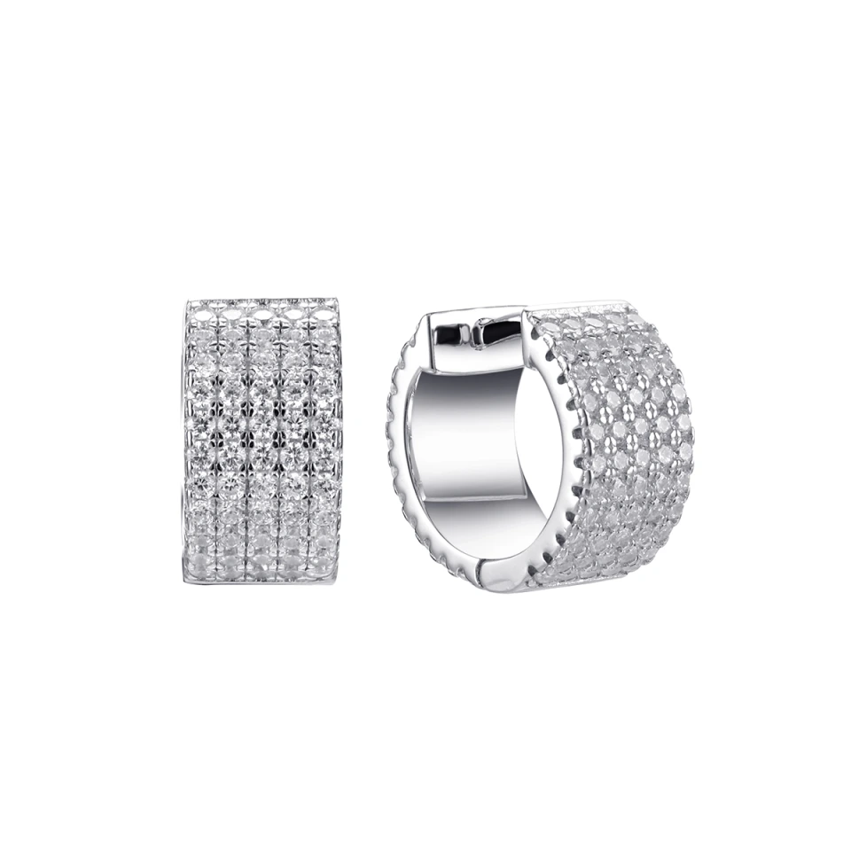 Серьги конго из серебра с фианитами