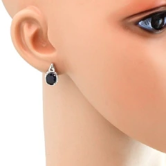 Серьги из серебра с корундами и цирконием