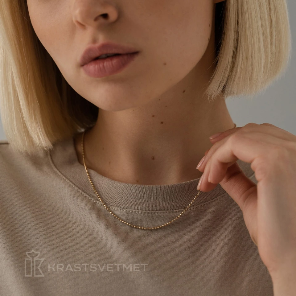 Цепь из желтого золота 585, плетение «Перлина»