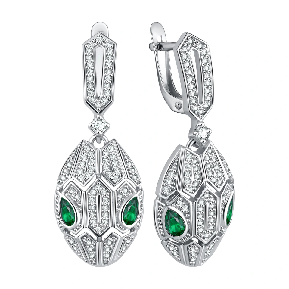 Серьги из серебра с фианитами