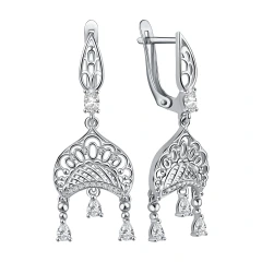 Серьги из серебра с фианитами