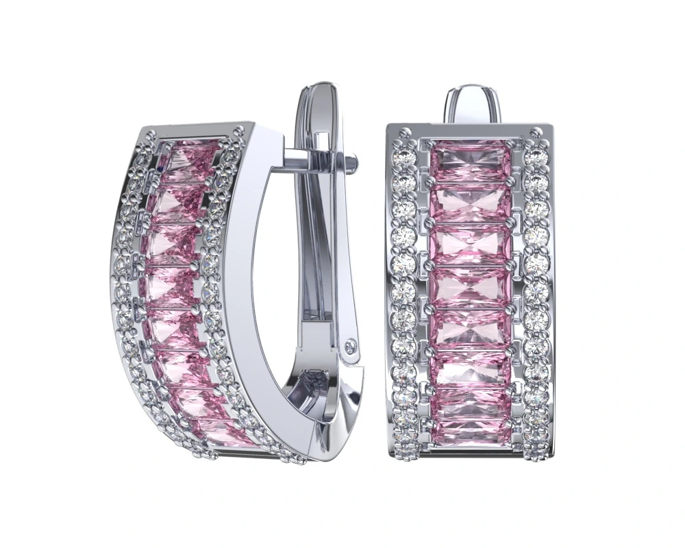 Серьги из серебра с фианитами