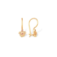 Серьги «Короны» из красного золота 585 пробы с фианитами