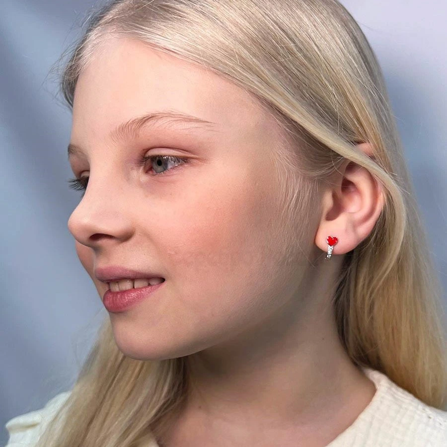 Серьги из серебра с эмалью и фианитами