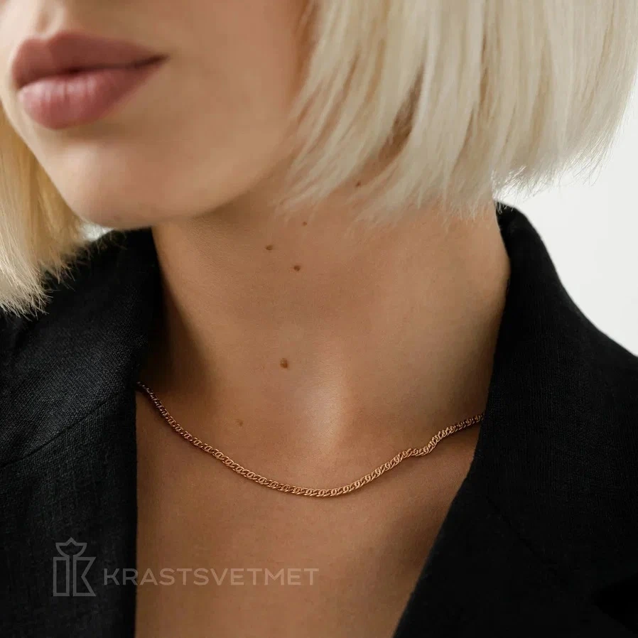 Цепь из красного золота 585, плетение «Панцирь»