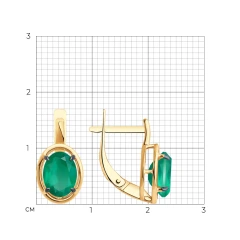 Серьги из красного золота с зелеными агатами