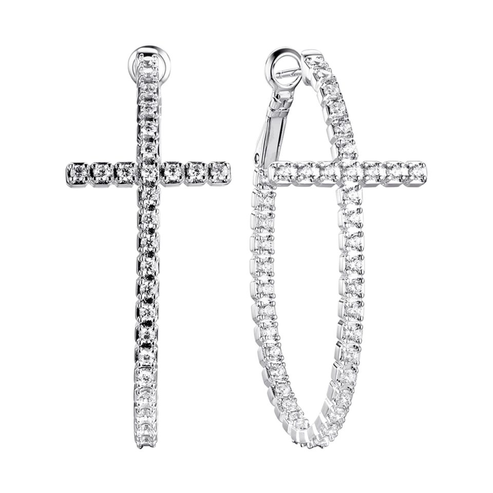 Серьги из серебра с фианитами