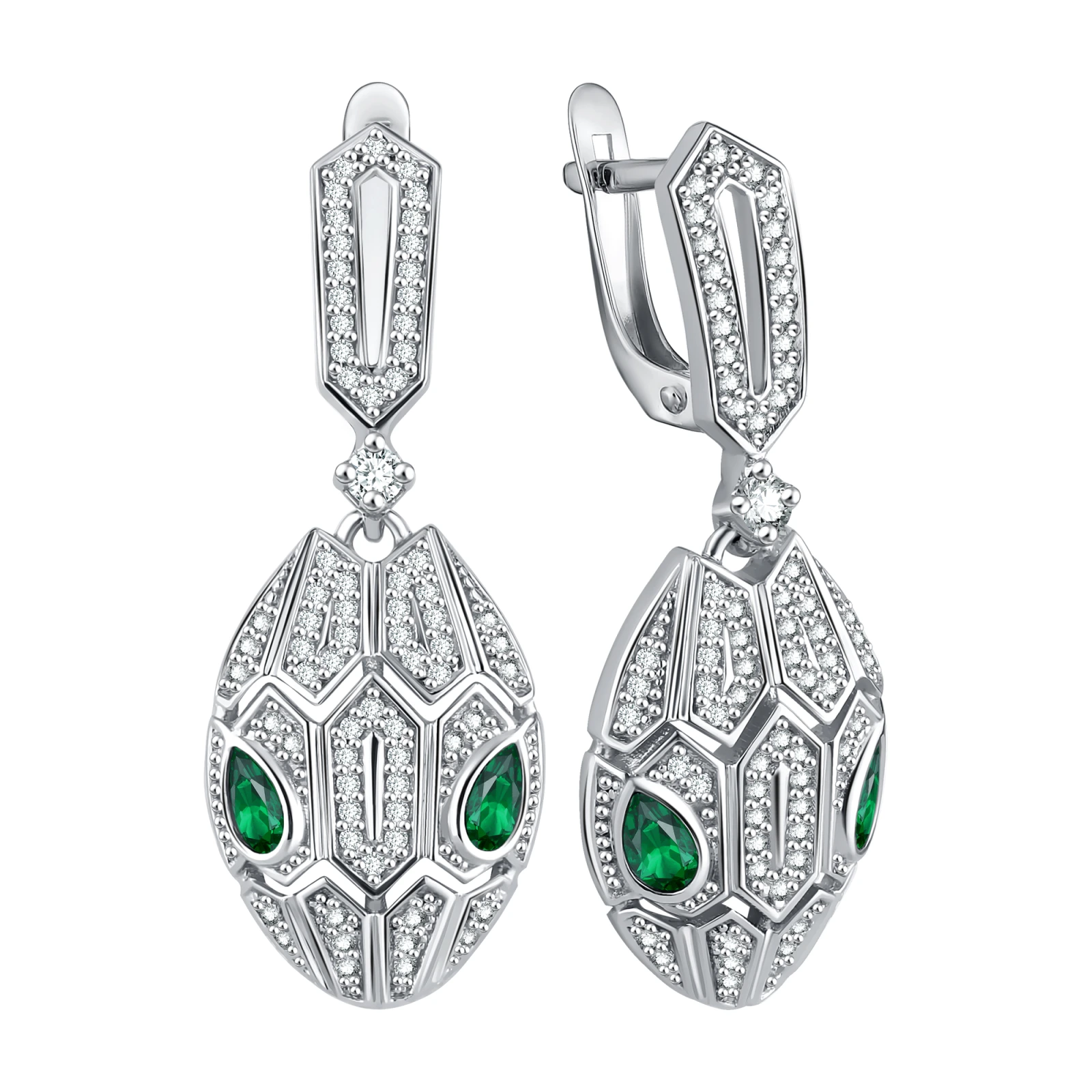 Серьги из серебра с фианитами