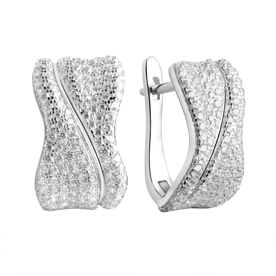 Серьги из серебра с фианитами