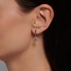 Серьги из красного золота с ситалламии и фианитами