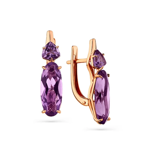 Серьги из красного золота с аметистами