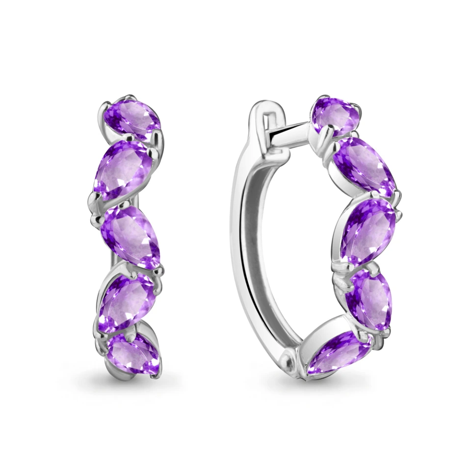 Серьги-конго из серебра с аметистами
