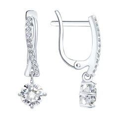 Серьги из серебра с фианитами